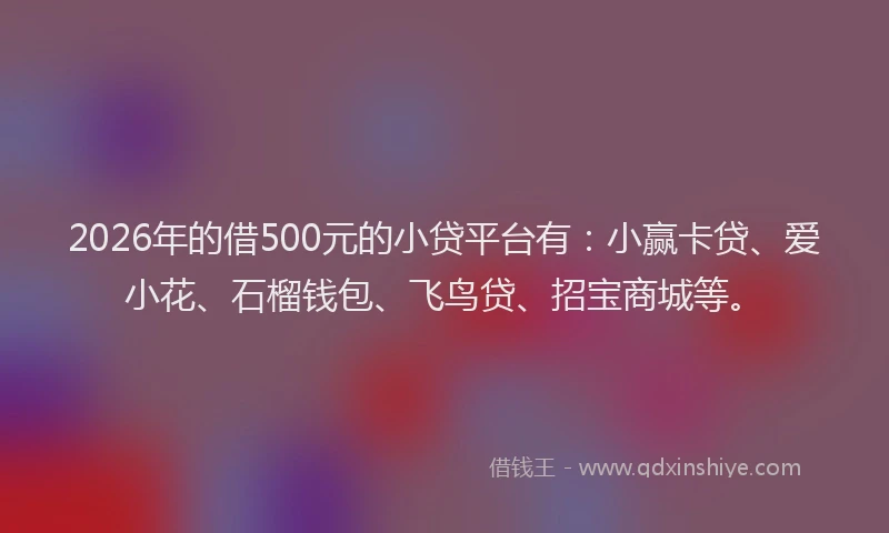 2026年的借500元的小贷平台有：小赢卡贷、爱小花、石榴钱包、飞鸟贷、招宝商城等。