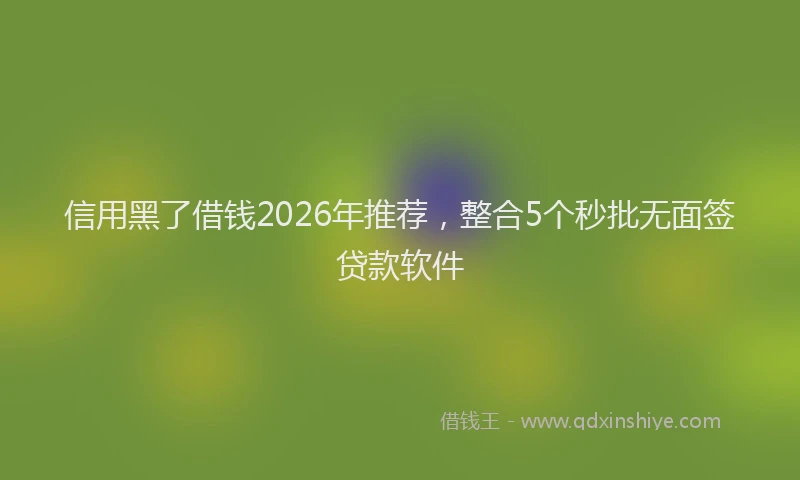 信用黑了借钱2026年推荐，整合5个秒批无面签贷款软件