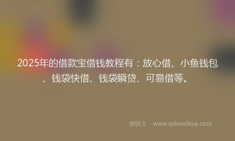 2025年的借款宝借钱教程有:放心借、小鱼钱包、钱袋快借、钱袋瞬贷、可易借等。