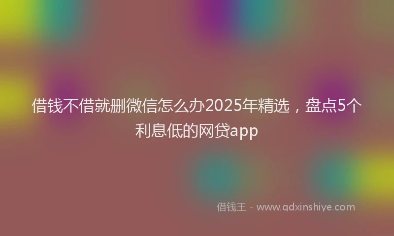 借钱不借就删微信怎么办2025年精选，盘点5个利息低的网贷app