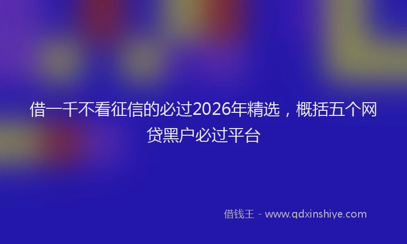 借一千不看征信的必过2026年精选，概括五个网贷黑户必过平台