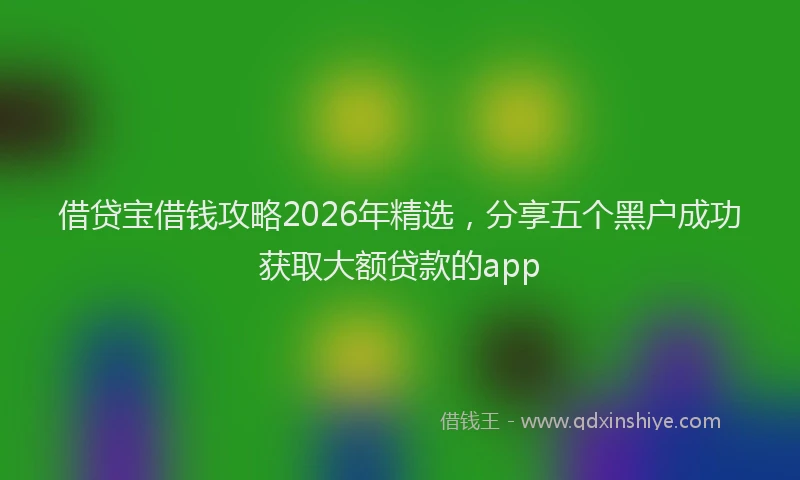 借贷宝借钱攻略2026年精选，分享五个黑户成功获取大额贷款的app