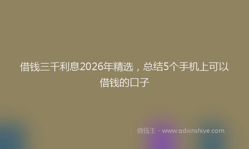 借钱三千利息2026年精选，总结5个手机上可以借钱的口子