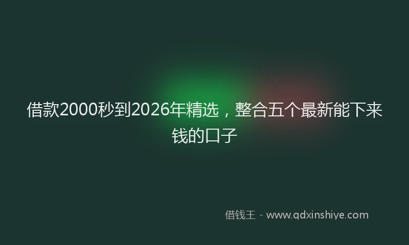 借款2000秒到2026年精选,整合五个最新能下来钱的口子