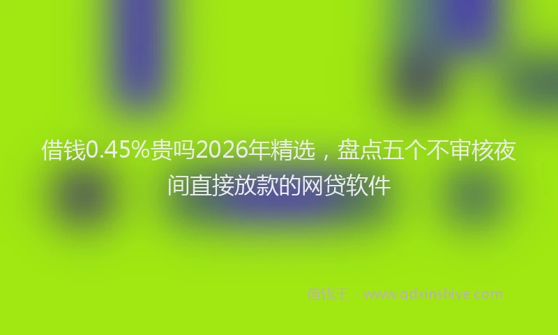 借钱0.45%贵吗2026年精选，盘点五个不审核夜间直接放款的网贷软件