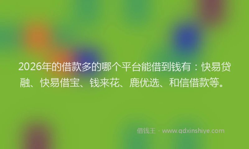 2026年的借款多的哪个平台能借到钱有:快易贷融、快易借宝、钱来花、鹿优选、和信借款等。