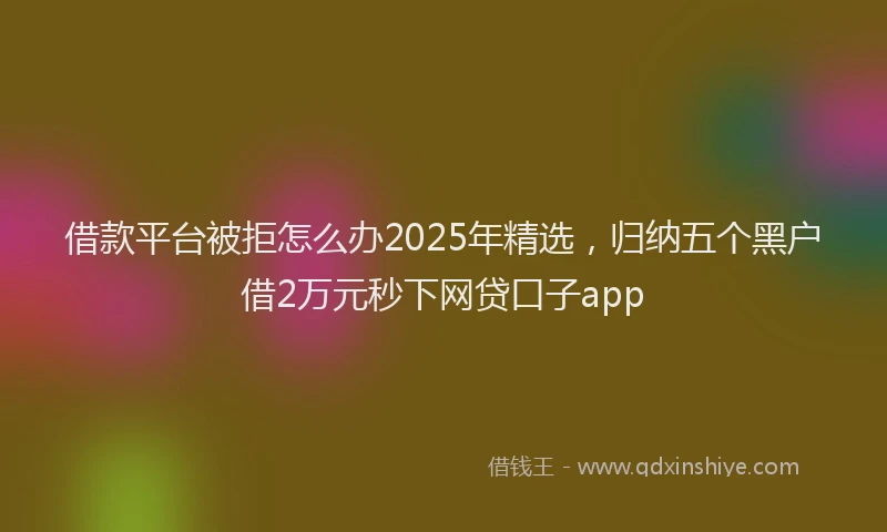 借款平台被拒怎么办2025年精选，归纳五个黑户借2万元秒下网贷口子app
