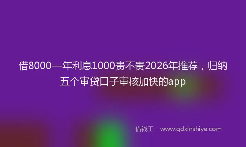 借8000—年利息1000贵不贵2026年推荐，归纳五个审贷口子审核加快的app