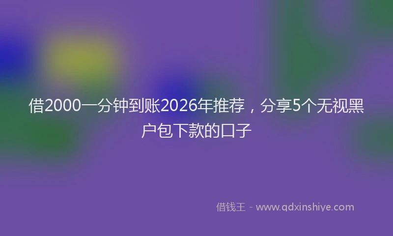 借2000一分钟到账2026年推荐,分享5个无视黑户包下款的口子