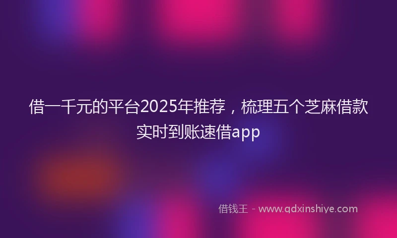 借一千元的平台2025年推荐,梳理五个芝麻借款实时到账速借app