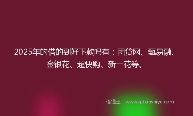 2025年的借的到好下款吗有：团贷网、甄易融、金银花、超快购、新一花等。