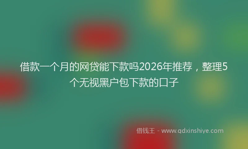 借款一个月的网贷能下款吗2026年推荐,整理5个无视黑户包下款的口子