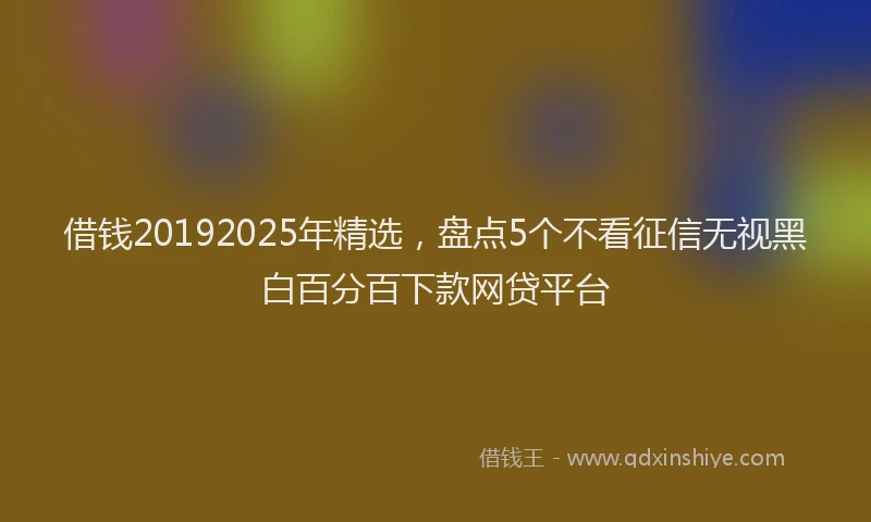借钱20192025年精选,盘点5个不看征信无视黑白百分百下款网贷平台