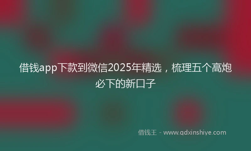借钱app下款到微信2025年精选，梳理五个高炮必下的新口子