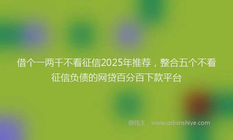 借个一两千不看征信2025年推荐，整合五个不看征信负债的网贷百分百下款平台