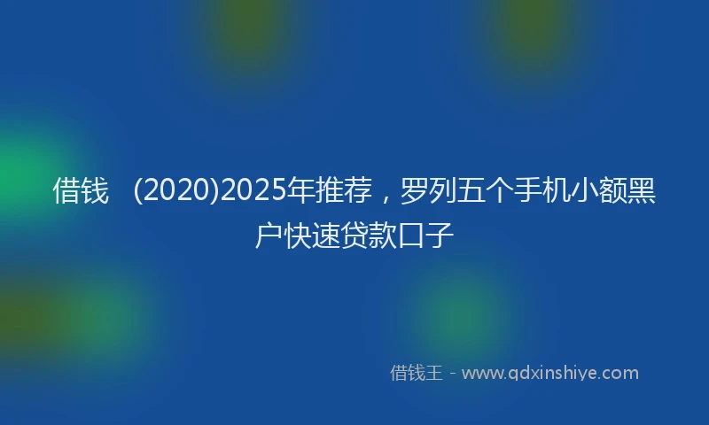 借钱   (2020)2025年推荐，罗列五个手机小额黑户快速贷款口子