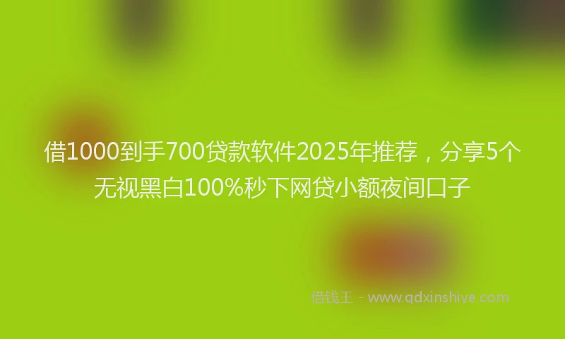 借1000到手700贷款软件2025年推荐，分享5个无视黑白100%秒下网贷小额夜间口子