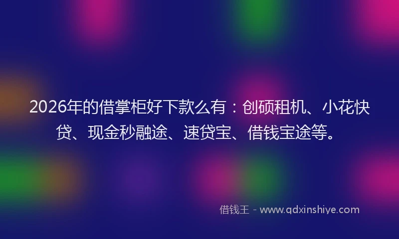 2026年的借掌柜好下款么有：创硕租机、小花快贷、现金秒融途、速贷宝、借钱宝途等。