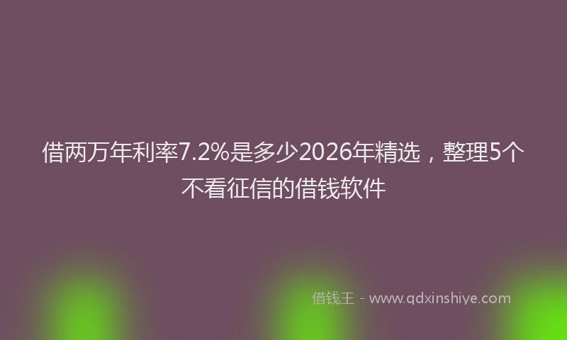 借两万年利率7.2%是多少2026年精选，整理5个不看征信的借钱软件