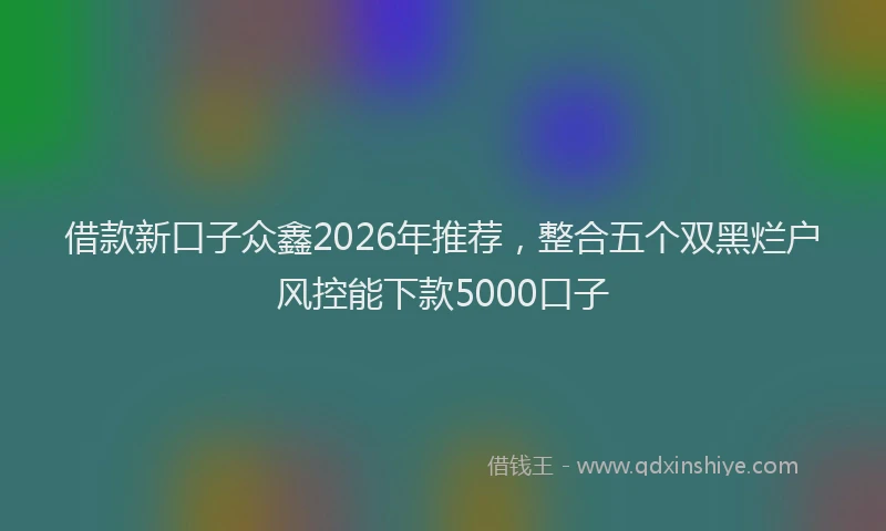 借款新口子众鑫2026年推荐，整合五个双黑烂户风控能下款5000口子