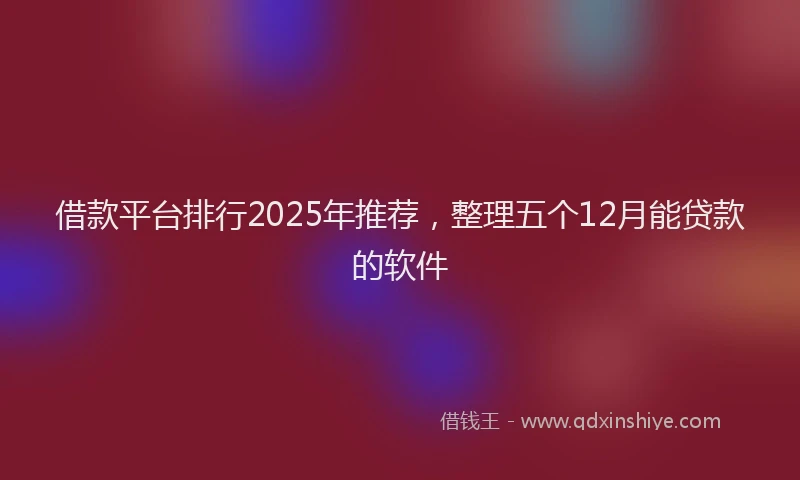 借款平台排行2025年推荐，整理五个12月能贷款的软件