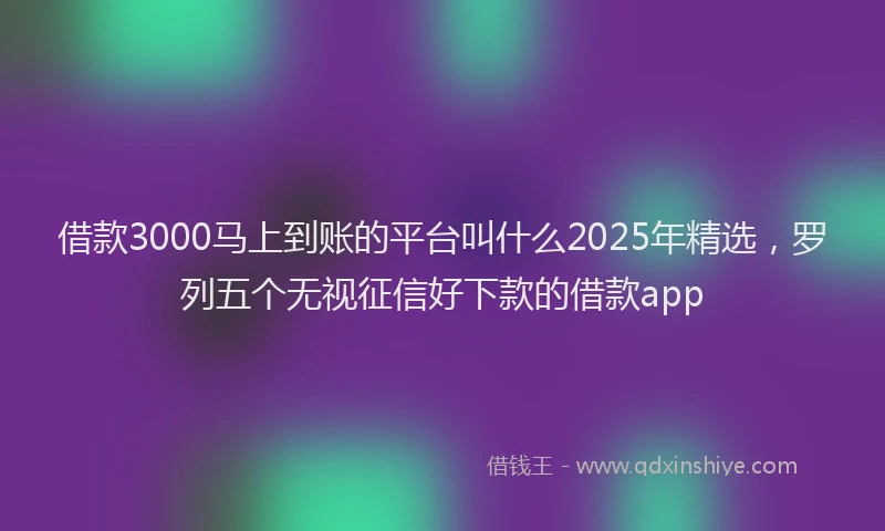 借款3000马上到账的平台叫什么2025年精选,罗列五个无视征信好下款的借款app
