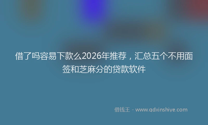 借了吗容易下款么2026年推荐，汇总五个不用面签和芝麻分的贷款软件