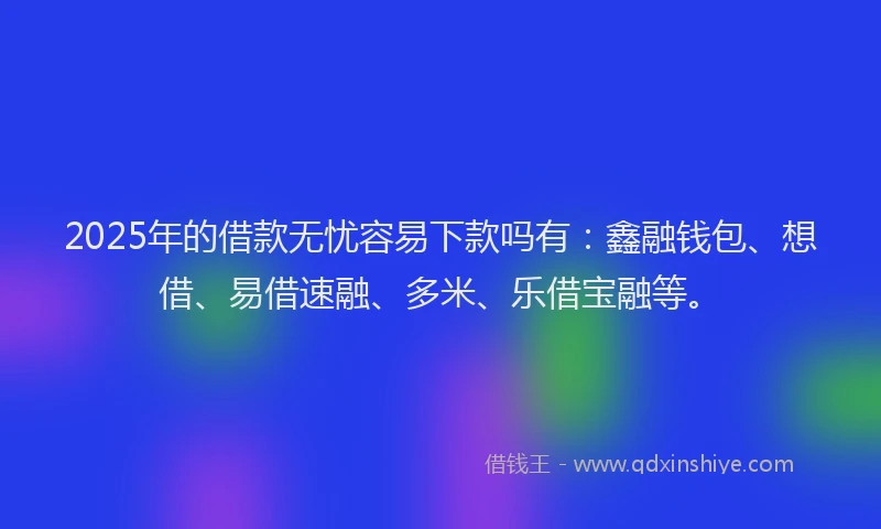 2025年的借款无忧容易下款吗有：鑫融钱包、想借、易借速融、多米、乐借宝融等。