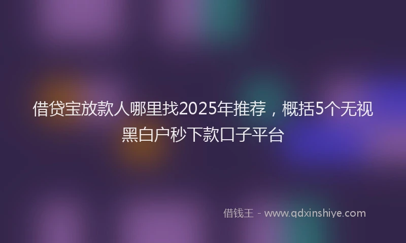 借贷宝放款人哪里找2025年推荐，概括5个无视黑白户秒下款口子平台