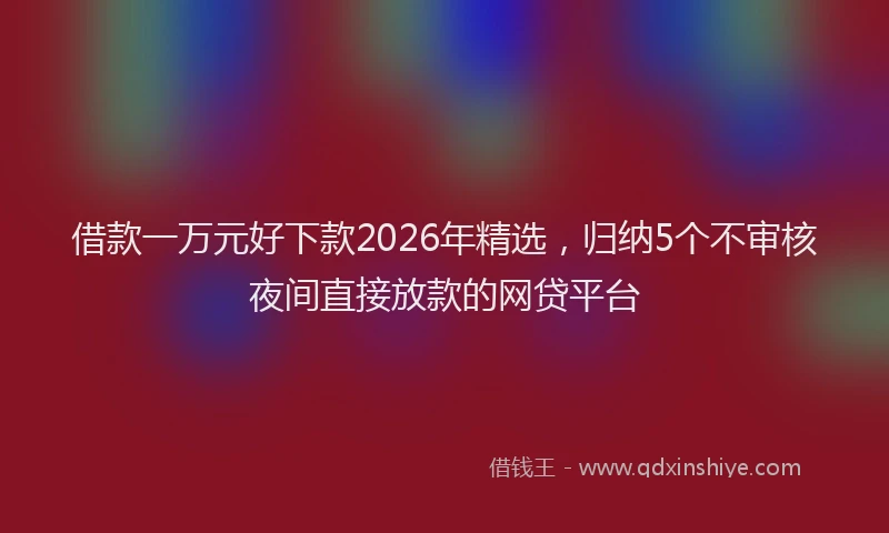 借款一万元好下款2026年精选，归纳5个不审核夜间直接放款的网贷平台