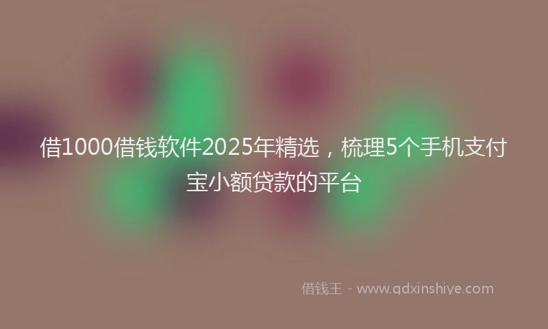 借1000借钱软件2025年精选，梳理5个手机支付宝小额贷款的平台
