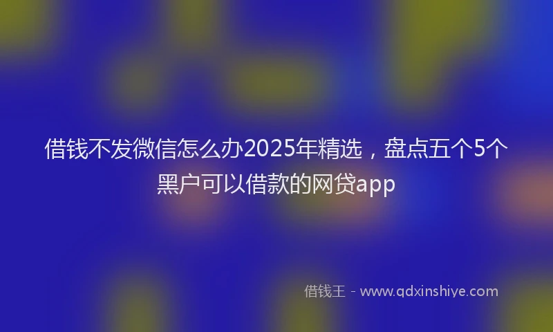 借钱不发微信怎么办2025年精选，盘点五个5个黑户可以借款的网贷app
