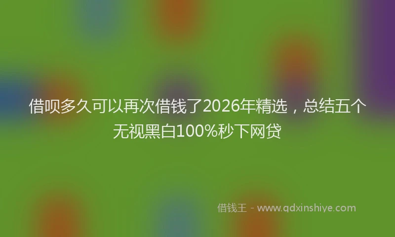 借呗多久可以再次借钱了2026年精选,总结五个无视黑白100%秒下网贷