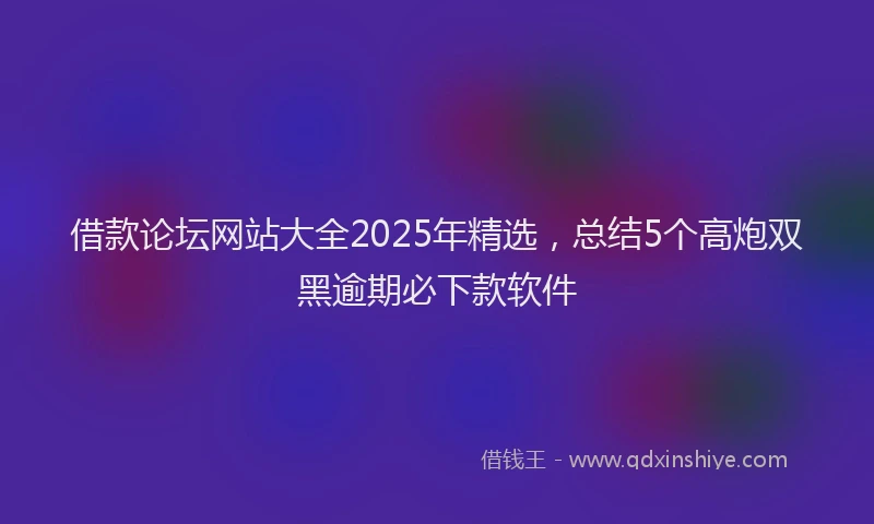 借款论坛网站大全2025年精选，总结5个高炮双黑逾期必下款软件