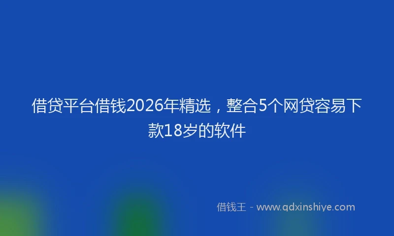 借贷平台借钱2026年精选，整合5个网贷容易下款18岁的软件