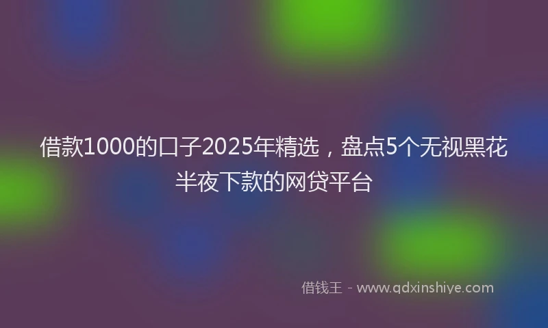 借款1000的口子2025年精选，盘点5个无视黑花半夜下款的网贷平台