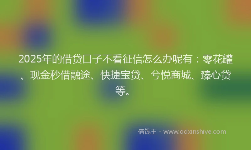 2025年的借贷口子不看征信怎么办呢有：零花罐、现金秒借融途、快捷宝贷、兮悦商城、臻心贷等。