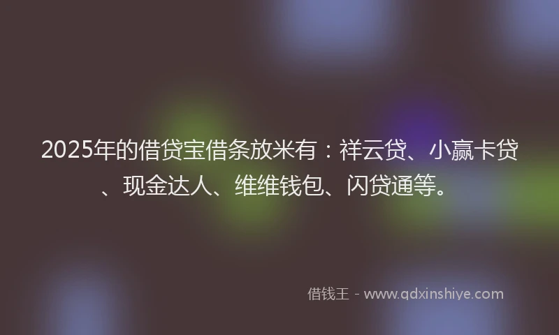 2025年的借贷宝借条放米有：祥云贷、小赢卡贷、现金达人、维维钱包、闪贷通等。