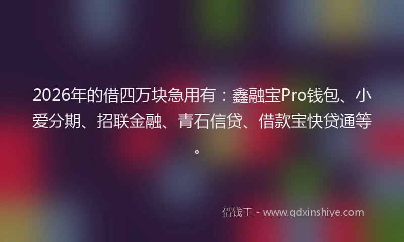 2026年的借四万块急用有：鑫融宝Pro钱包、小爱分期、招联金融、青石信贷、借款宝快贷通等。