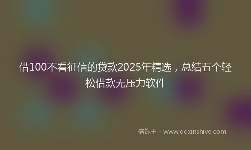 借100不看征信的贷款2025年精选,总结五个轻松借款无压力软件