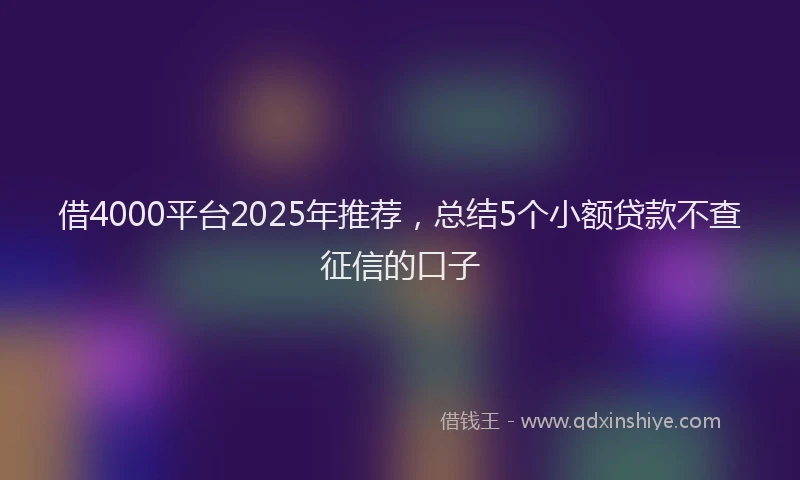 借4000平台2025年推荐,总结5个小额贷款不查征信的口子