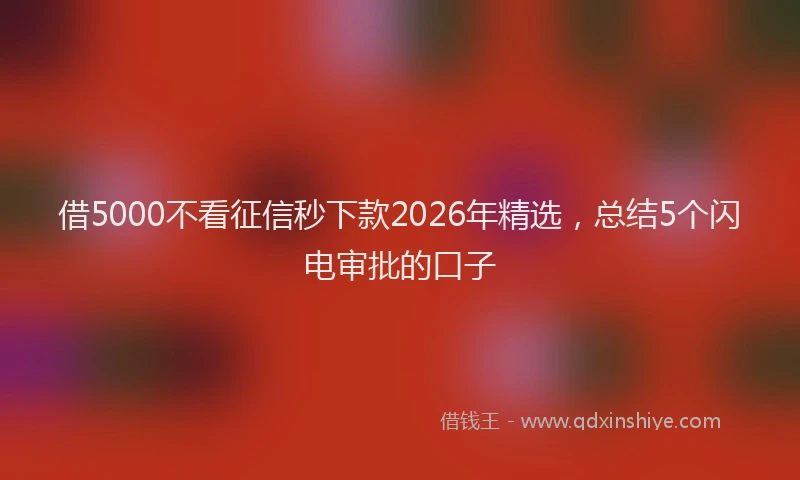 借5000不看征信秒下款2026年精选,总结5个闪电审批的口子
