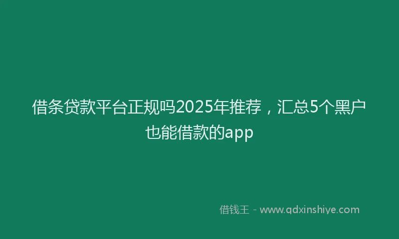 借条贷款平台正规吗2025年推荐,汇总5个黑户也能借款的app