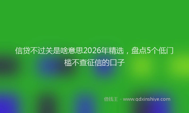 信贷不过关是啥意思2026年精选，盘点5个低门槛不查征信的口子