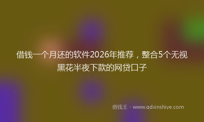 借钱一个月还的软件2026年推荐,整合5个无视黑花半夜下款的网贷口子