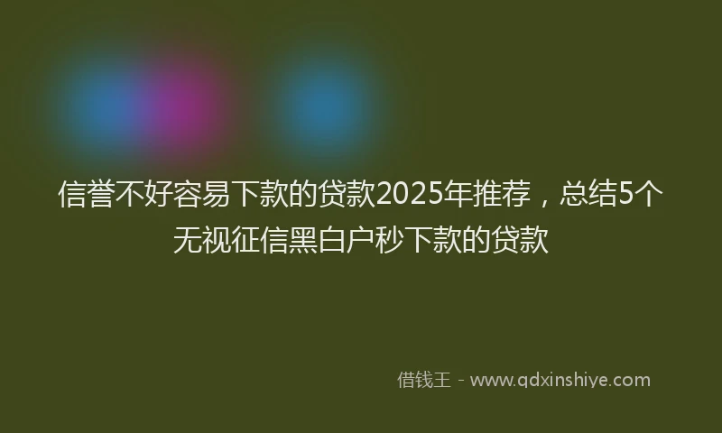 信誉不好容易下款的贷款2025年推荐，总结5个无视征信黑白户秒下款的贷款