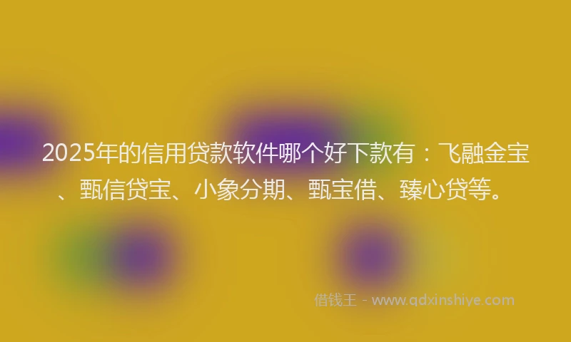 2025年的信用贷款软件哪个好下款有：飞融金宝、甄信贷宝、小象分期、甄宝借、臻心贷等。
