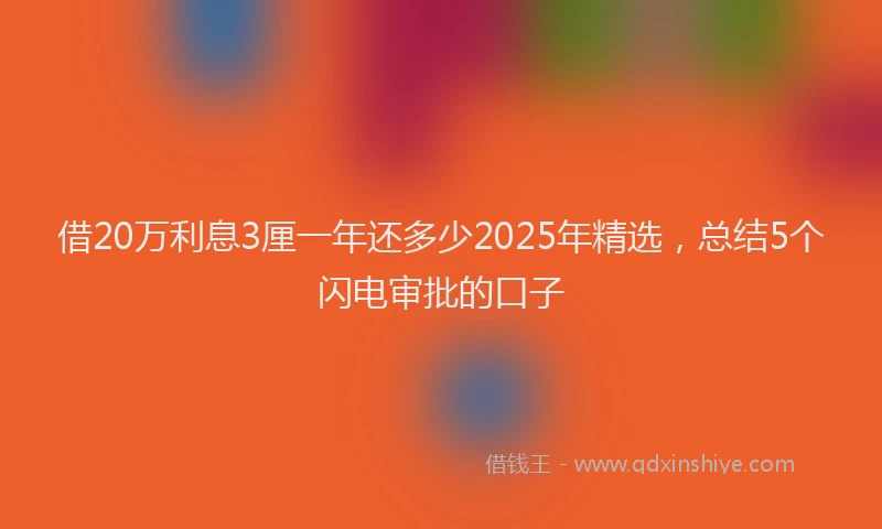 借20万利息3厘一年还多少2025年精选，总结5个闪电审批的口子