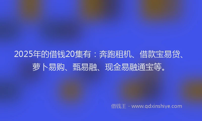 2025年的借钱20集有：奔跑租机、借款宝易贷、萝卜易购、甄易融、现金易融通宝等。