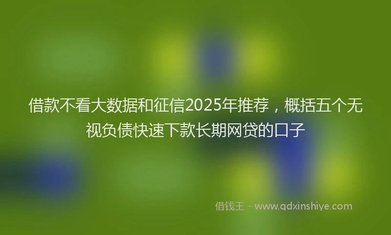 借款不看大数据和征信2025年推荐,概括五个无视负债快速下款长期网贷的口子